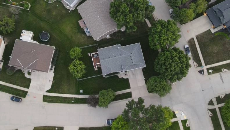 Aerial view of finished lawn