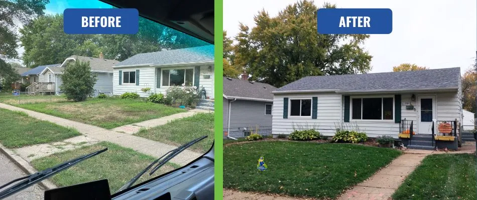 Lawn Diseases Treatment Before and After near Sioux City, IA.