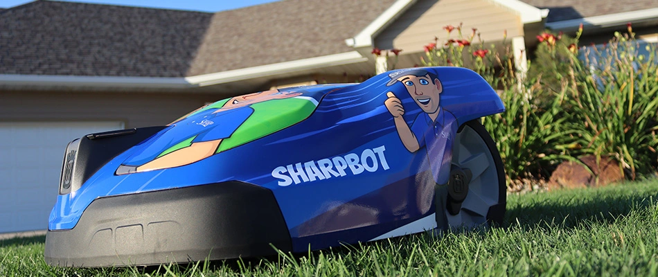 Sharpbot robotic mower in Sioux City, IA.