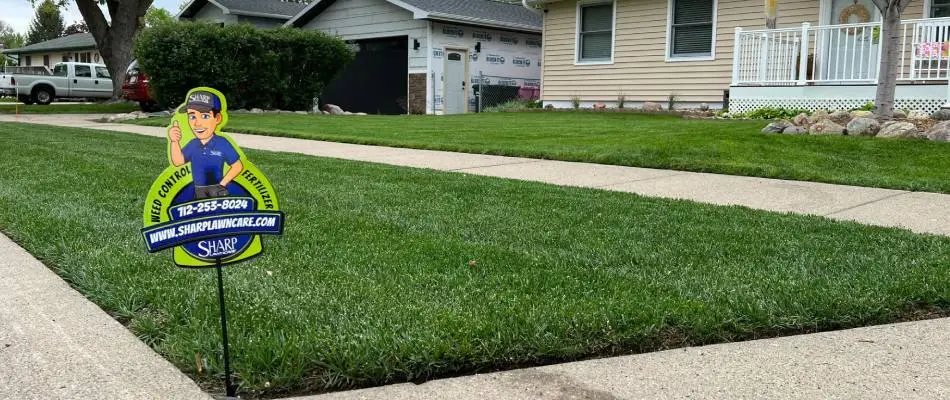 Weed-free home lawn in Sioux City, IA.