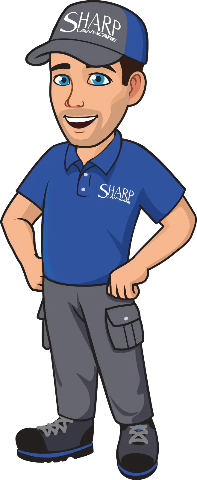 Sharp Lawn Care brand hero mascot