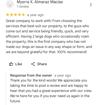 Mysrra X Almaraz Macias, five-star Google review of Sharp Lawn Care