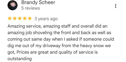 Brandy Scheer, five-star Google review of Sharp Lawn Care