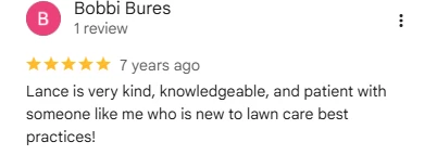 Bobbi Bures, five-star Google review of Sharp Lawn Care