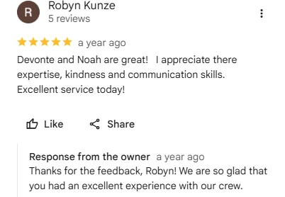 Robyn Kunze, five-star Google review of Sharp Lawn Care