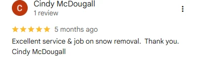 Cindy McDougall, five-star Google review of Sharp Lawn Care